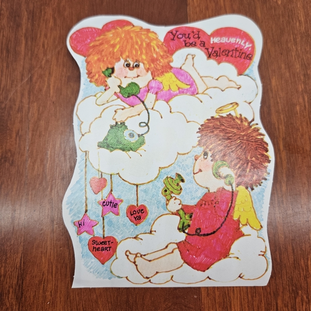 Vintage Valentine With Envelope Heavenly Valentine Cupid On Telephon Sweetheart